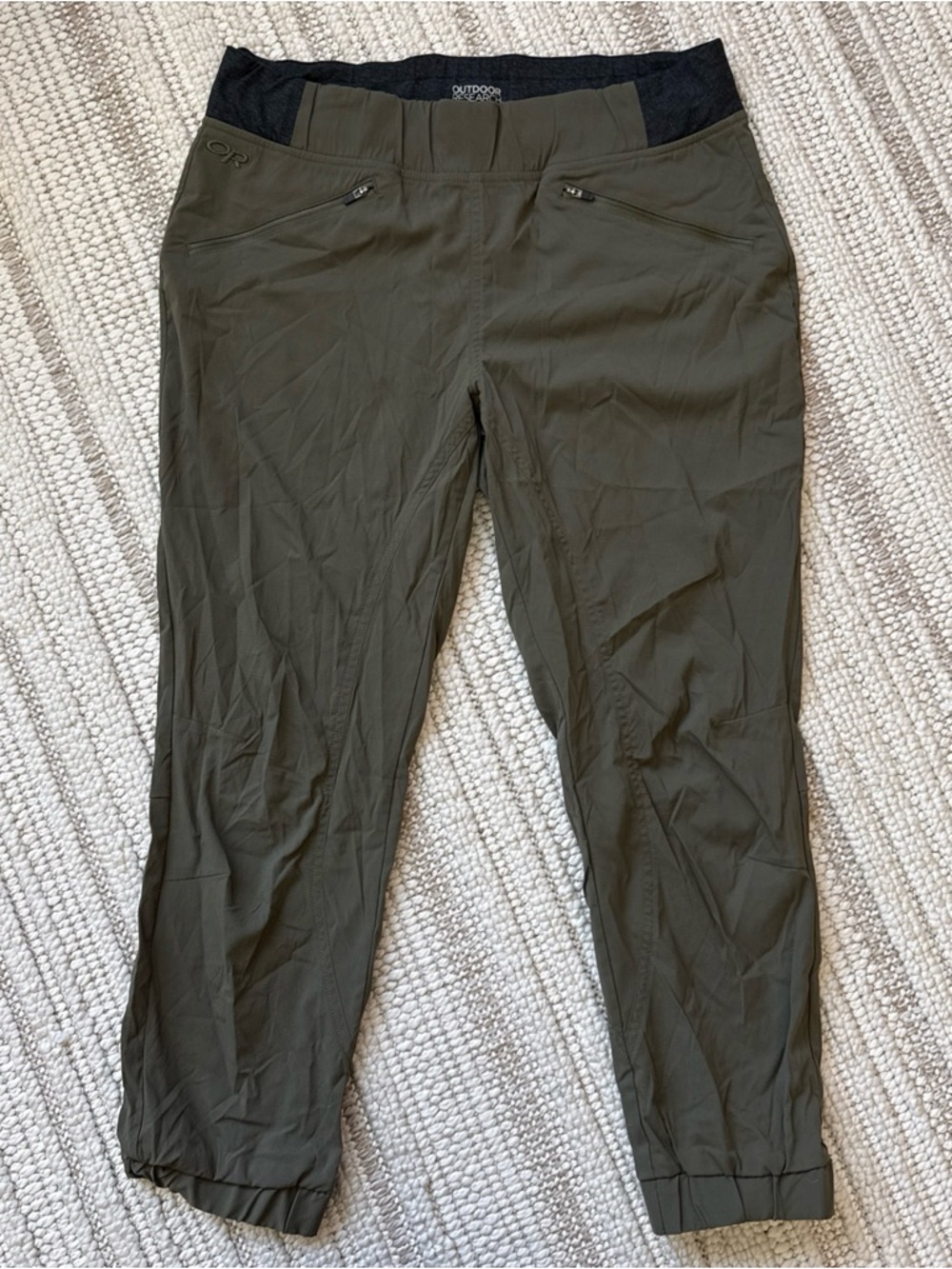 Outdoor Research Zendo Capri Pants Womens 12 Green Hiking Zip Pockets OR
